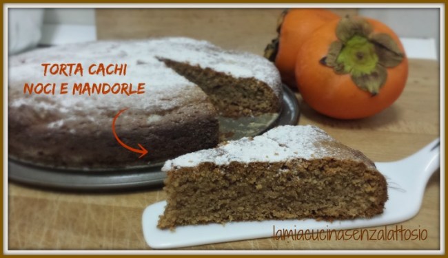 torta cachi noci e mandorle vegana