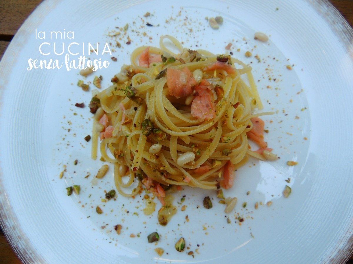 linguine salmone pistacchi senza lattosio